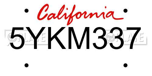 5YKM337 California License Plate