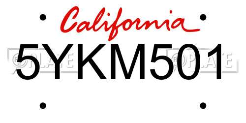 5YKM501 California License Plate