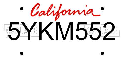 5YKM552 California License Plate