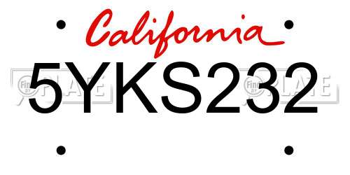 5YKS232 California License Plate