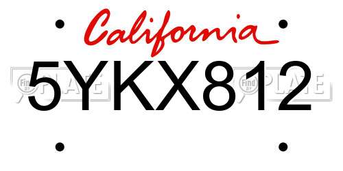 5YKX812 California License Plate