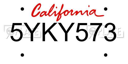 5YKY573 California License Plate