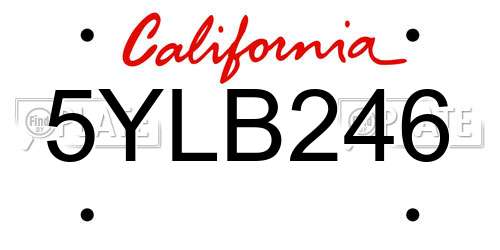 5YLB246 California License Plate