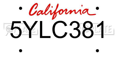 5YLC381 California License Plate