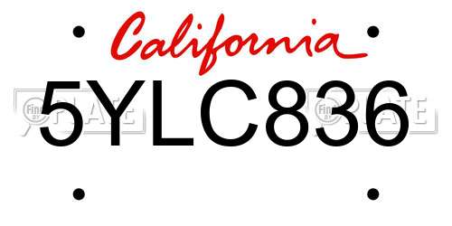 5YLC836 California License Plate