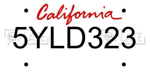 5YLD323 California License Plate