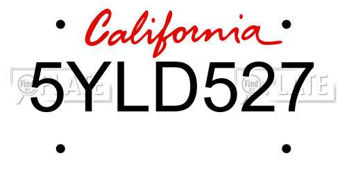 5YLD527 California License Plate