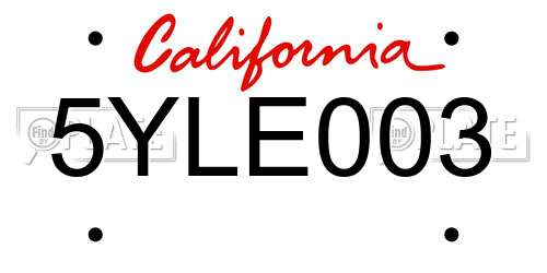 5YLE003 California License Plate