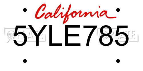 5YLE785 California License Plate