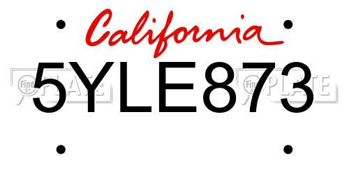 5YLE873 California License Plate
