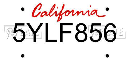 5YLF856 California License Plate