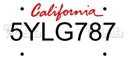 5YLG787 California License Plate