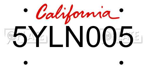 5YLN005 California License Plate