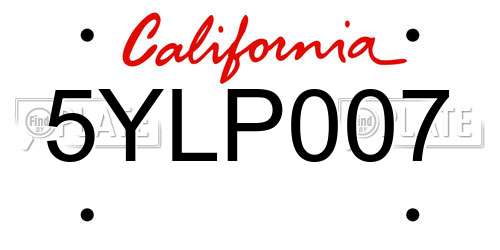 5YLP007 California License Plate