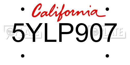 5YLP907 California License Plate