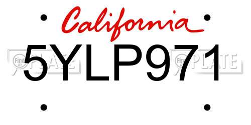 5YLP971 California License Plate