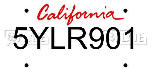 5YLR901 California License Plate