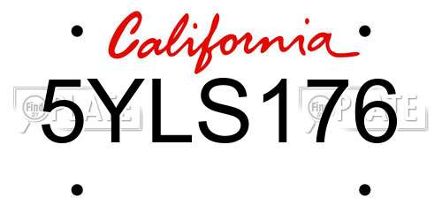 5YLS176 California License Plate
