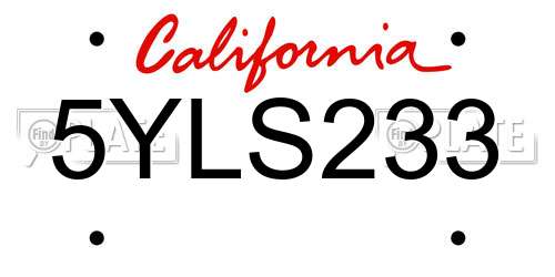 5YLS233 California License Plate