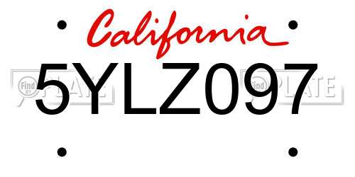 5YLZ097 California License Plate