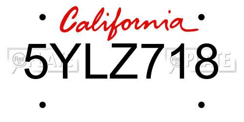 5YLZ718 California License Plate