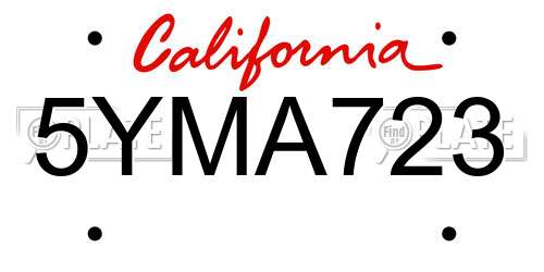 5YMA723 California License Plate