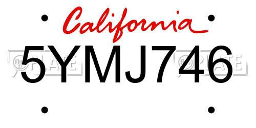 5YMJ746 California License Plate