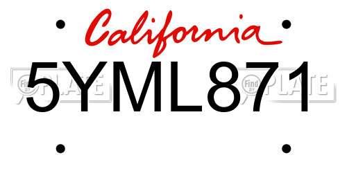 5YML871 California License Plate