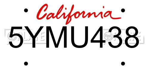 5YMU438 California License Plate