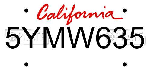 5YMW635 California License Plate