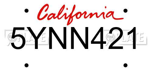 5YNN421 California License Plate