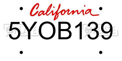 5YOB139 California License Plate
