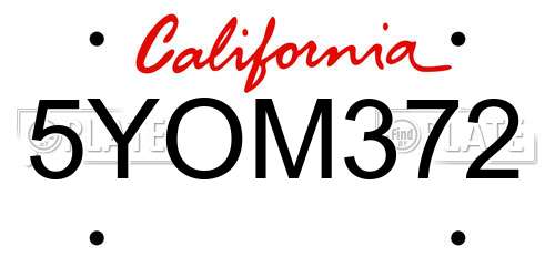 5YOM372 California License Plate