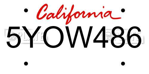 5YOW486 California License Plate
