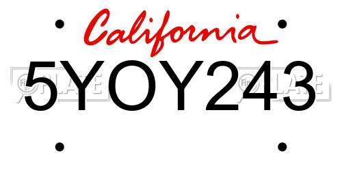 5YOY243 California License Plate