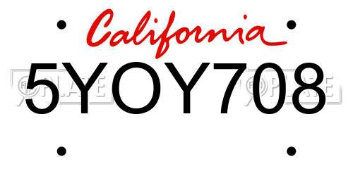 5YOY708 California License Plate