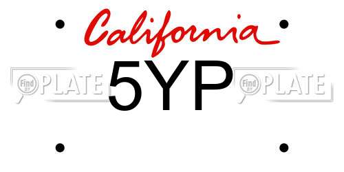 5YP California License Plate