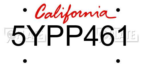 5YPP461 California License Plate