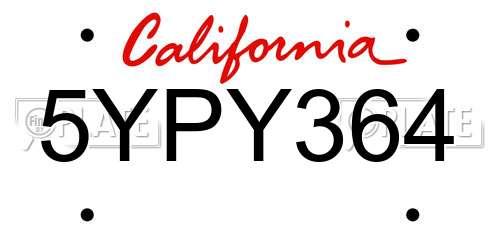 5YPY364 California License Plate