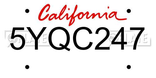 5YQC247 California License Plate