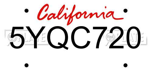 5YQC720 California License Plate