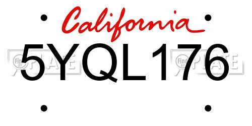 5YQL176 California License Plate