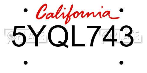 5YQL743 California License Plate