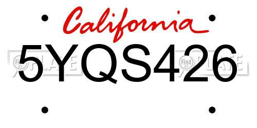 5YQS426 California License Plate