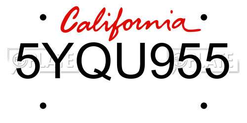 5YQU955 California License Plate