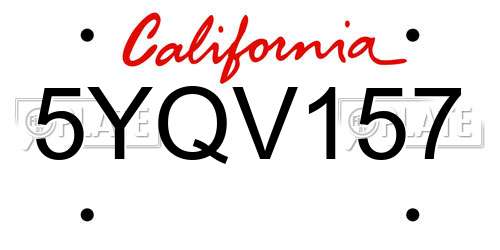 5YQV157 California License Plate