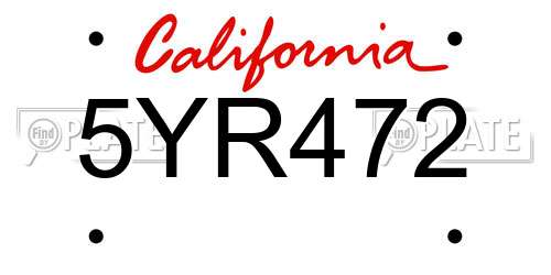 5YR472 California License Plate