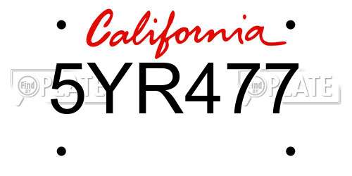 5YR477 California License Plate