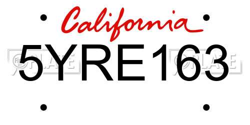 5YRE163 California License Plate
