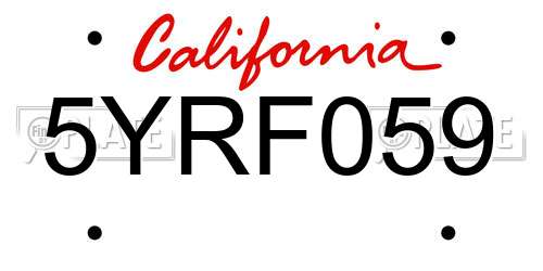 5YRF059 California License Plate
